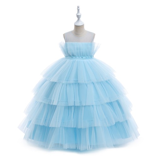 Sky Blue Tulle Girls' Party Dress AZ001BL