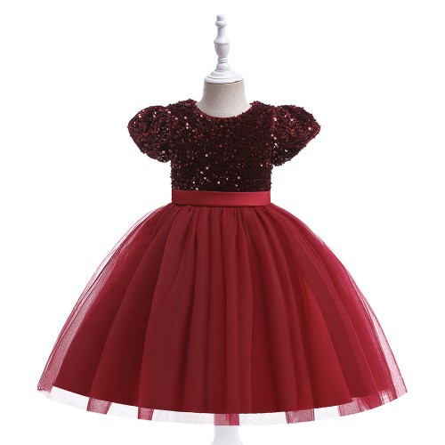 Glamorous Burgundy Sequin Girls' Dress AZ002DR