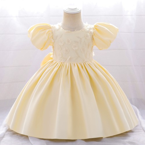 O-Neck Puff Sleeve Flower Girl Dress AZ004CP