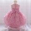 Elegant Pink Lace Flower Girl Dress with Bow AZ005PK