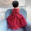 Elegant Red Lace Flower Girl Dress with Bow AZ005RD