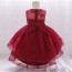 Elegant Red Lace Flower Girl Dress with Bow AZ005RD