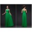 One Shoulder Green Chiffon Long Bridesmaid Dress RU015GN