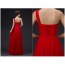 One Shoulder Red Chiffon Long Bridesmaid Dress RU015RD