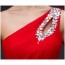 One Shoulder Red Chiffon Long Bridesmaid Dress RU015RD