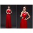 One Shoulder Red Chiffon Long Bridesmaid Dress RU015RD