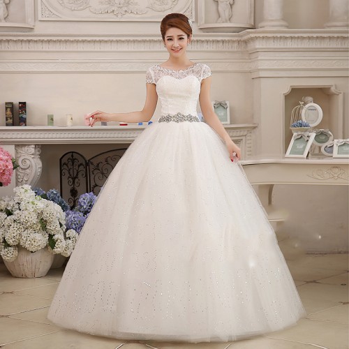 Cap Sleeve O-neck Wedding Dress XN089WT