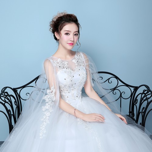 O-neck Wedding Dress with Long Lace XN090WT