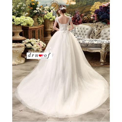 Exquisite Short-Sleeve Ball Gown Wedding Dress XN103WT