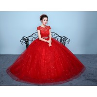 Exquisite Cap-Sleeve Wedding Dress XN105RD