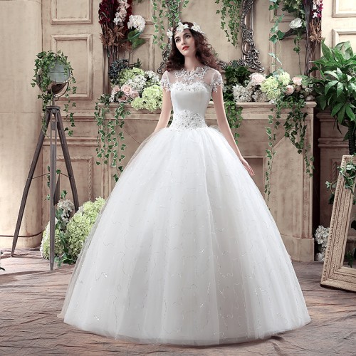 Elegant Illusion Neckline Wedding Dress XN106WT